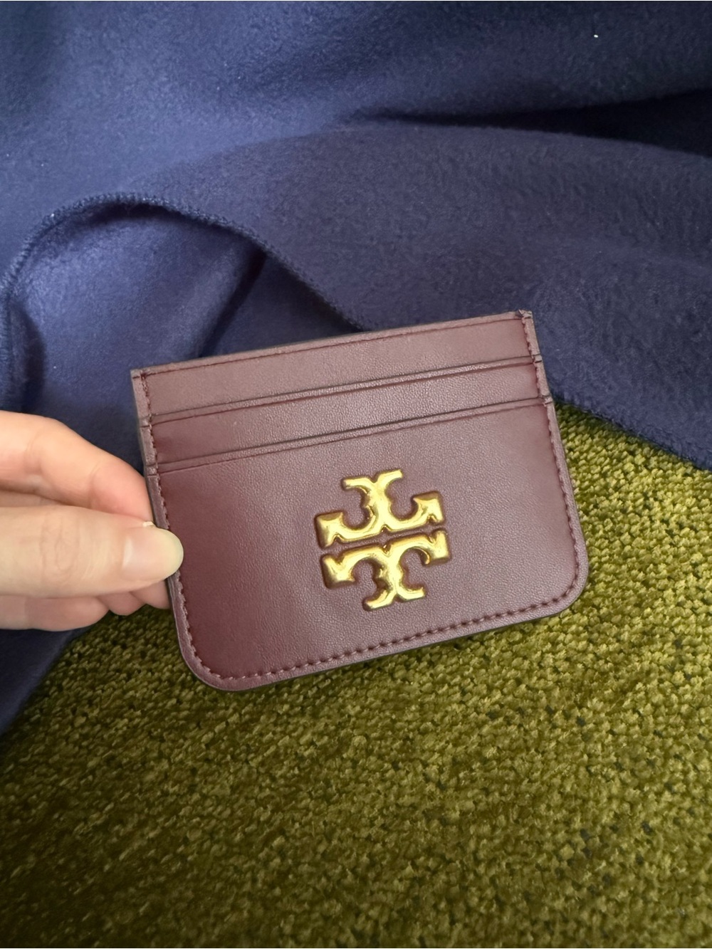 Tory Burch Leather Card Holder with Gold Logo